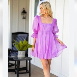 NWT Buddy Love Betsy Puff Sleeve Lilac Dress
